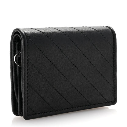 Gucci Sakai Be Green Calfskin Diagonal Stitched Blondie Card Case Wallet Black 3 of 8