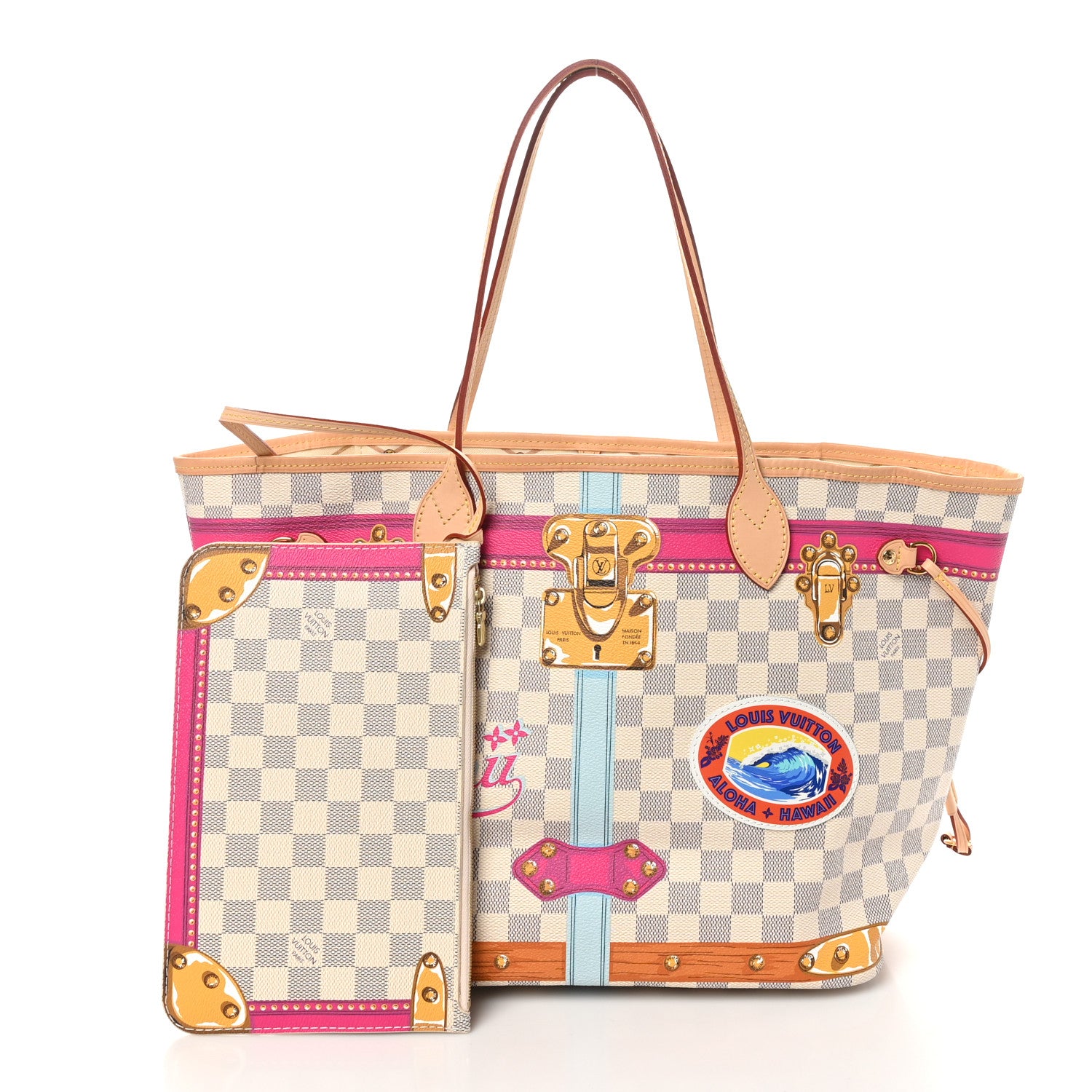 Louis Vuitton Damier Azur Summer Trunks Hawaii Neo Neverfull MM 2 of 10