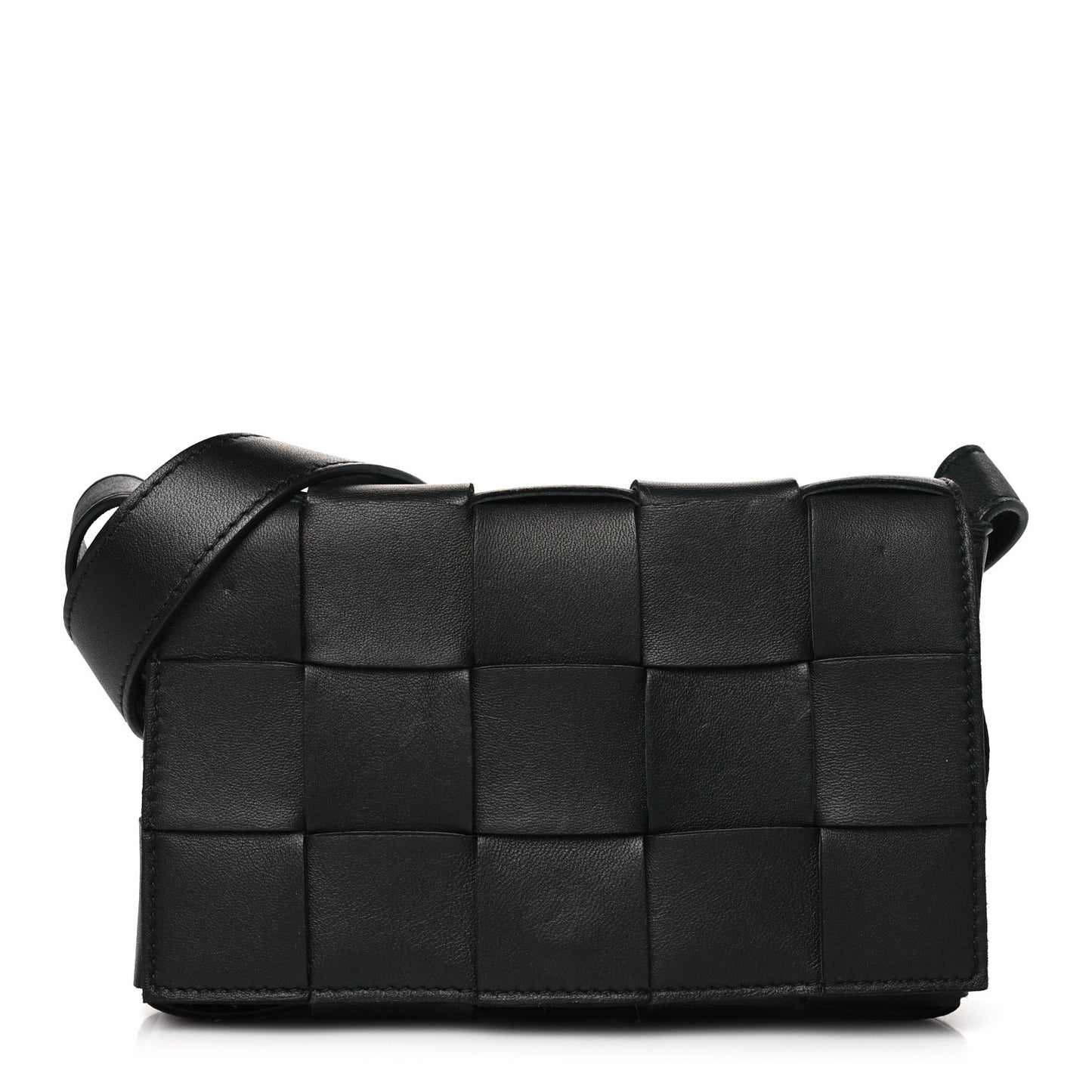 Lambskin Maxi Intreccio Small Cassette Crossbody Bag Black