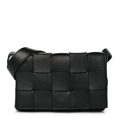 Bottega Veneta Lambskin Maxi Intreccio Small Cassette Crossbody Bag Black 1 of 10