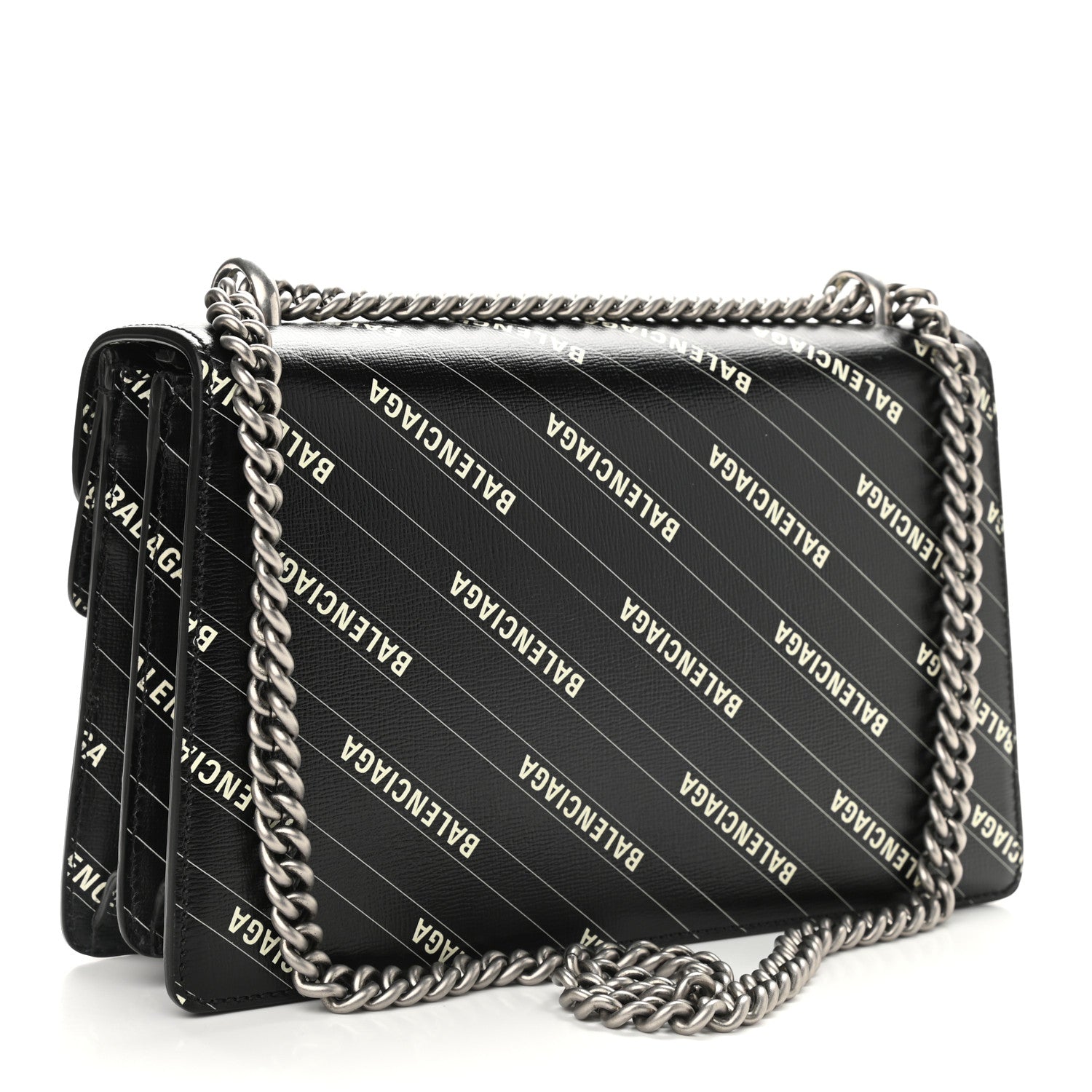 Gucci X BALENCIAGA Calfskin Logo Print Small Dionysus Shoulder Bag Black 3 of 9