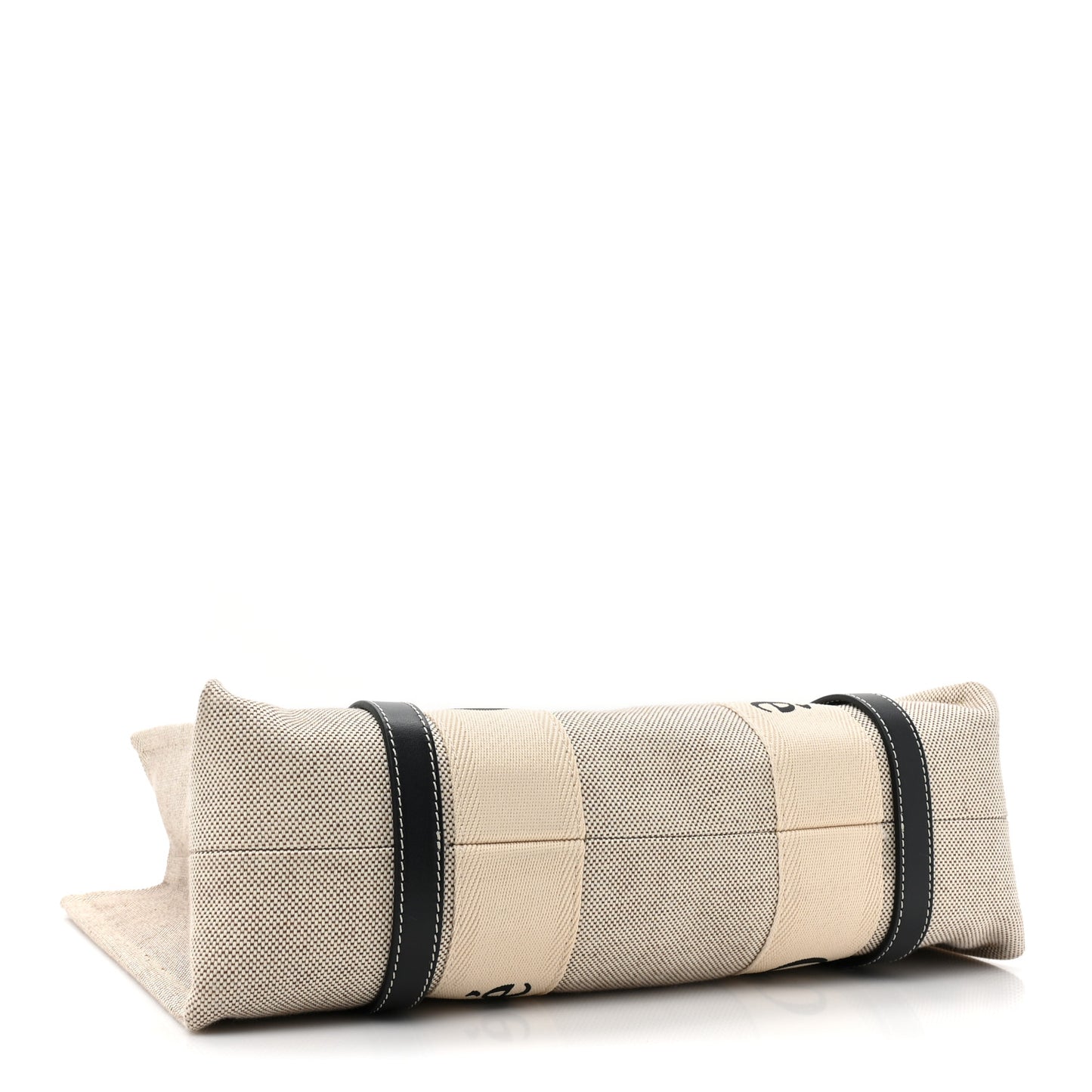 Cotton Calfskin Medium Woody Ribbon Tote White Black
