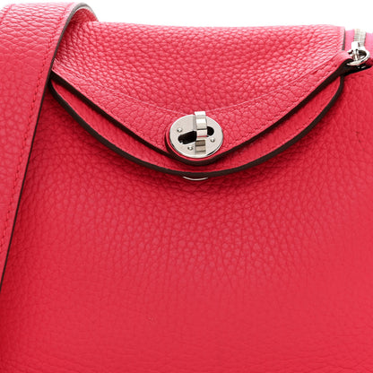 Hermes Taurillon Clemence Mini Lindy 20 Rose Extreme 8 of 12