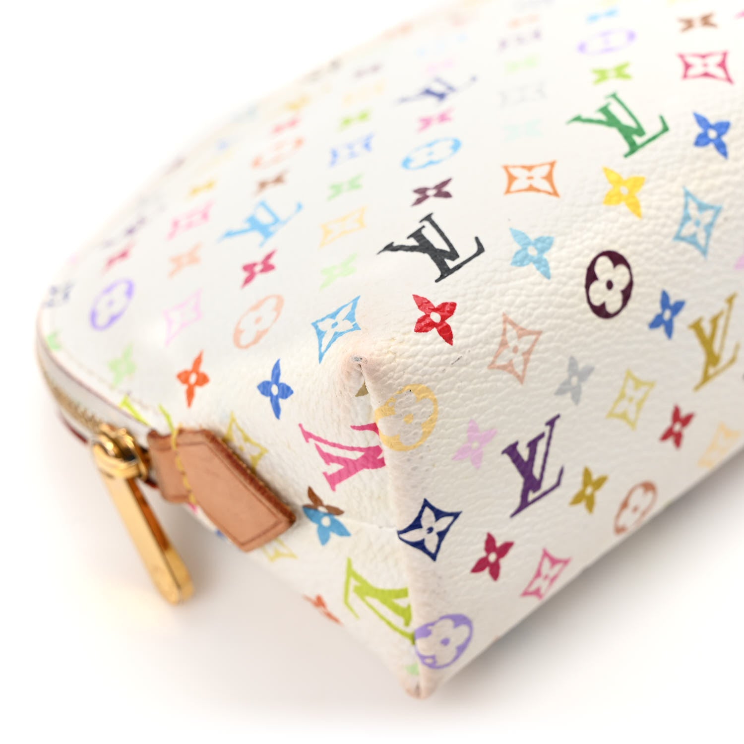 Louis Vuitton Monogram Multicolor Cosmetic Pouch White Litchi 7 of 8