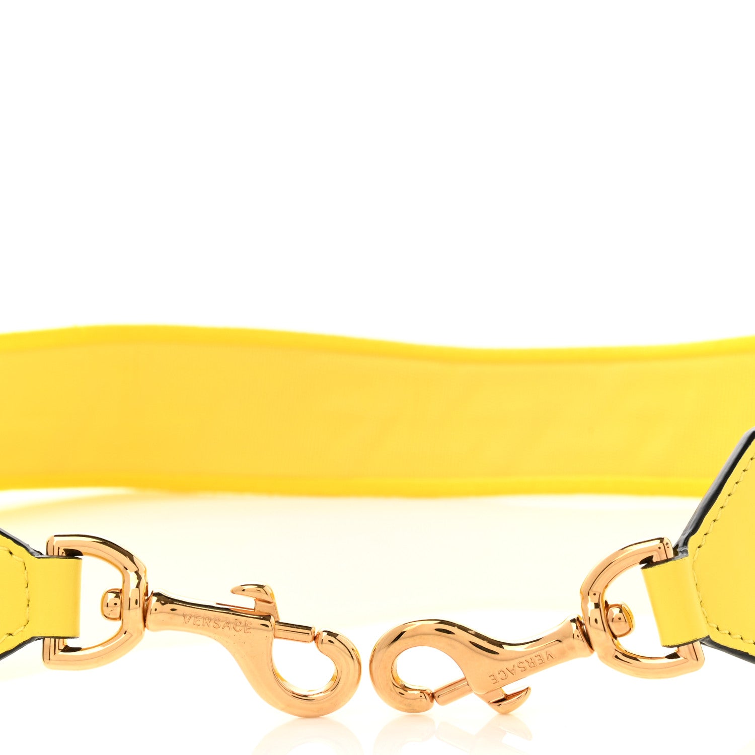 Versace Coated Canvas Calfskin La Greca Strap Yellow Pink Black 5 of 5