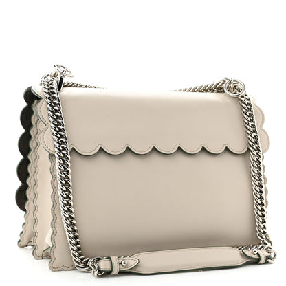 Fendi Vitello Liberty Scalloped Studded Kan I Shoulder Bag Grigio Polvere 3 of 10