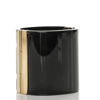 Chanel Resin CC Cuff Black Gold 3 of 5