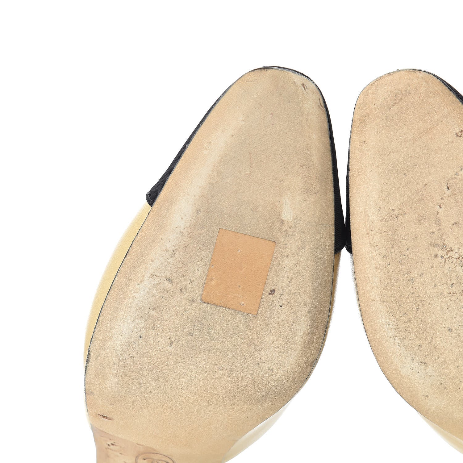 Chanel Goatskin Grosgrain Cap Toe CC Slingback Pumps 40 Beige Black 11 of 13