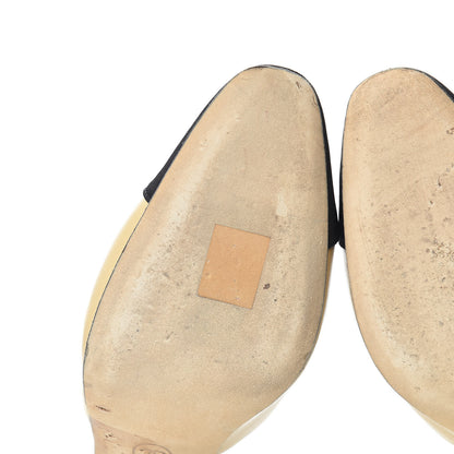 Chanel Goatskin Grosgrain Cap Toe CC Slingback Pumps 40 Beige Black 11 of 13