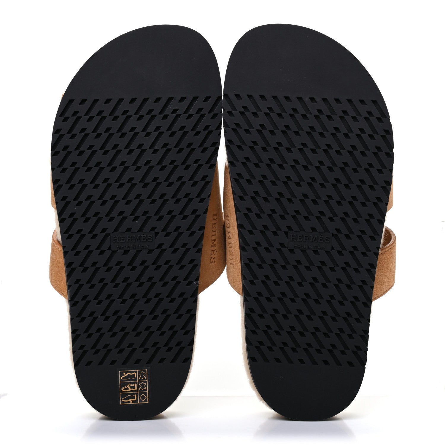 Hermes Suede Goatskin Woolskin Womens Chypre Sandals 37 Golden Beige 5 of 9