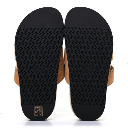 Hermes Suede Goatskin Woolskin Womens Chypre Sandals 37 Golden Beige 5 of 9