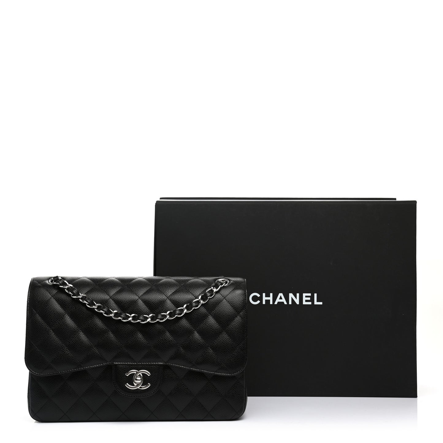 Caviar Quilted Jumbo Double Flap Black