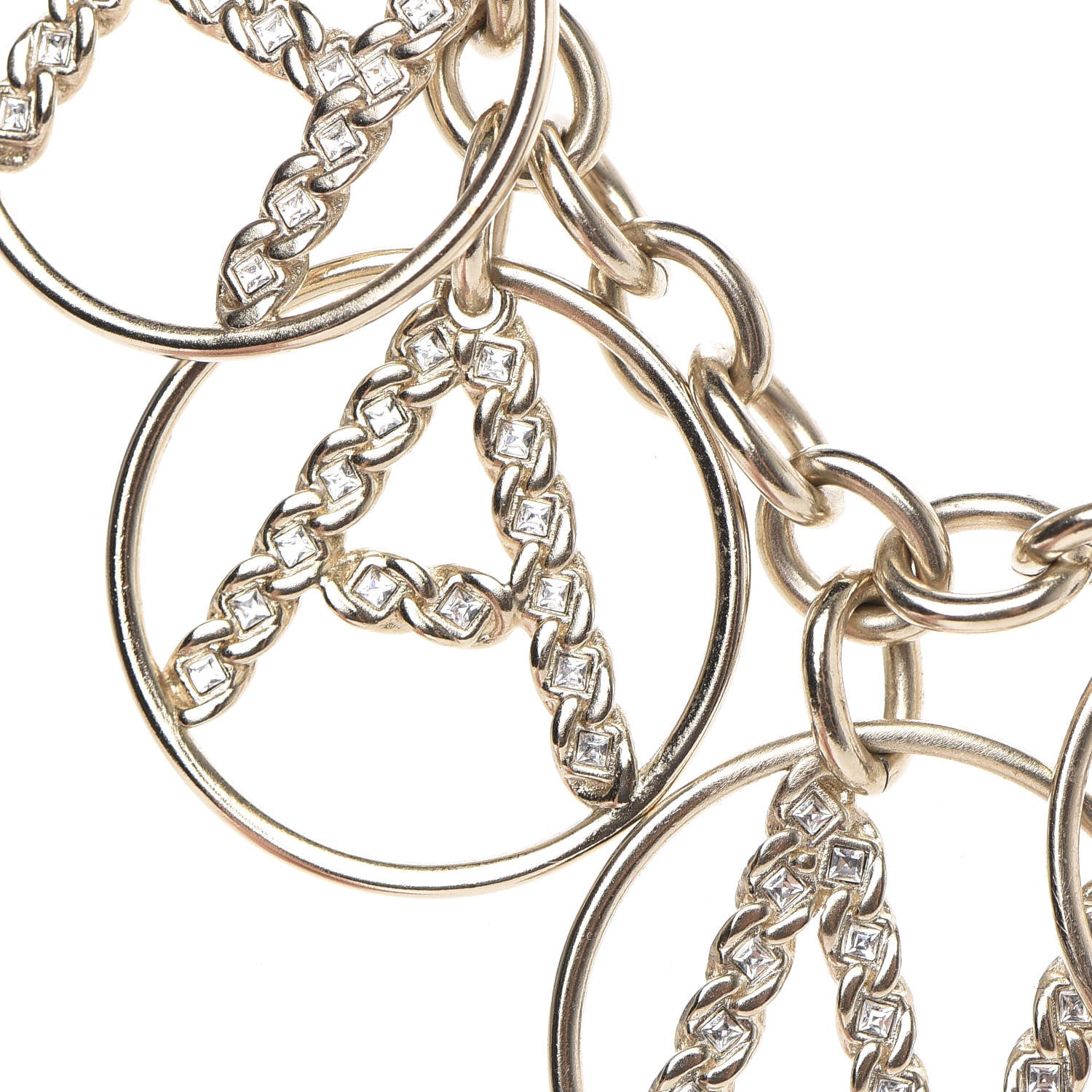 Chanel Metal Strass Crystal Logo Necklace Gold 2 of 4