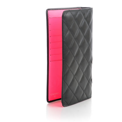 Chanel Calfskin Quilted Cambon Yen Wallet Black White 3 of 8