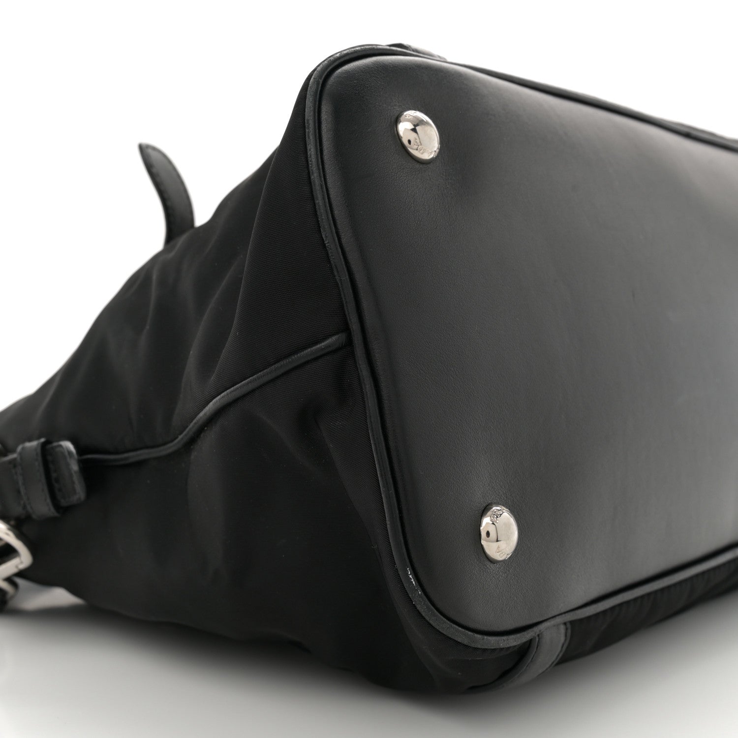 Prada Tessuto Nylon Calfskin Dome Satchel Black 8 of 11