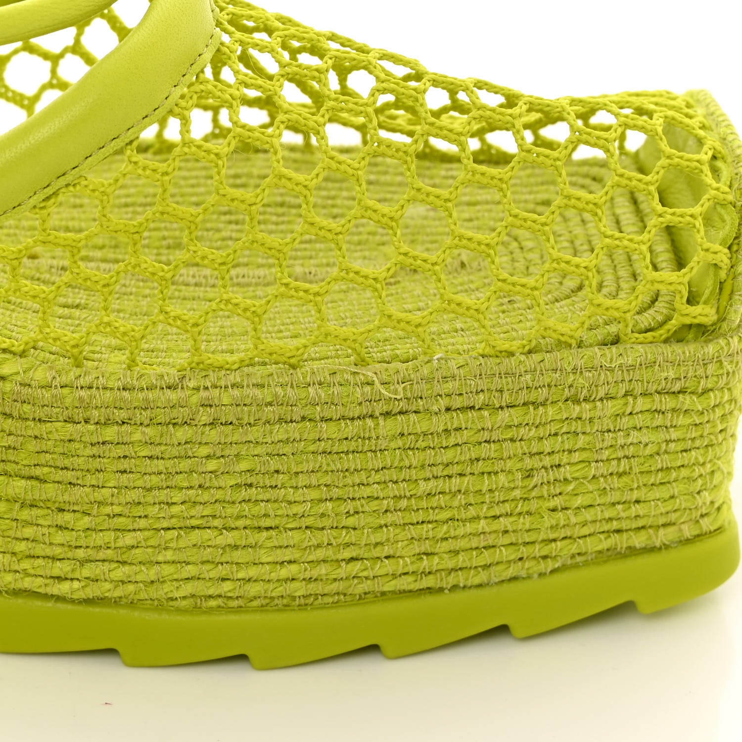 Bottega Veneta Mesh Lambskin Sporty Web Stretch Ankle Tie Espadrilles 36 Kiwi 8 of 10