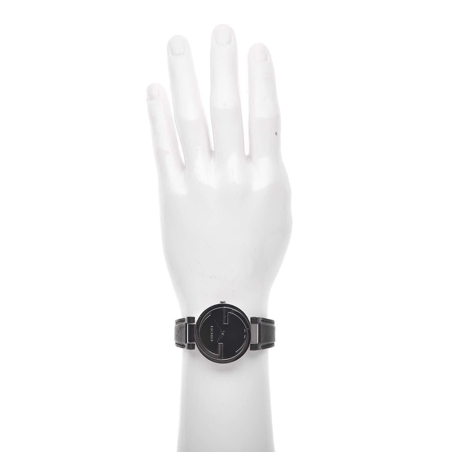 Gucci Stainless Steel Calfskin 37mm Interlocking G Quartz Watch Black 2 of 8