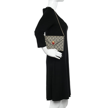 Gucci GG Supreme Monogram Strawberry Seed Textured Dollar Calfskin Enamel Double G Strawberry Wallet On Chain Beige Ebony Black New Acero Hibiscus Red 2 of 10