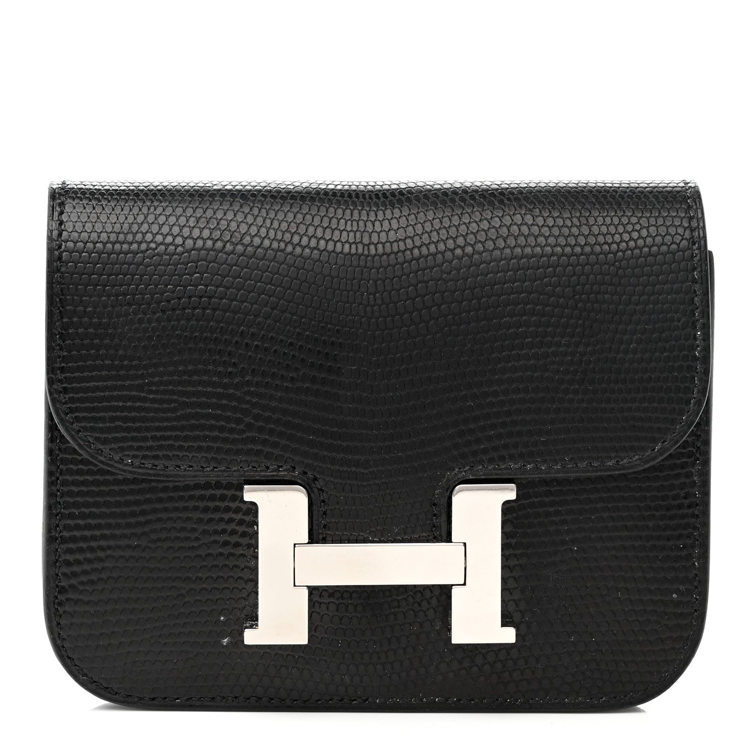 Hermes Lizard Constance Slim Wallet Black 1 of 14
