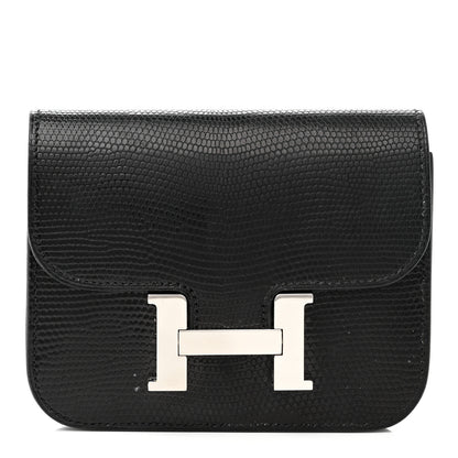 Hermes Lizard Constance Slim Wallet Black 1 of 14