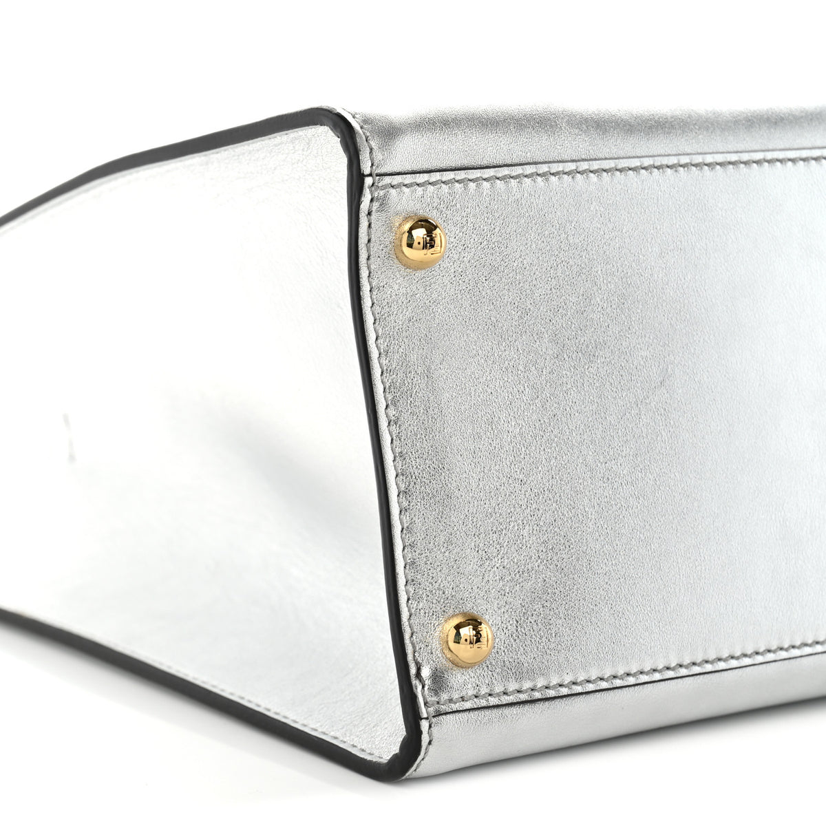 Fendi Vitello Catalan Mirror Plexiglass Logo Embossed Medium Fendi Sunshine Shopper Tote Argento 8 of 9