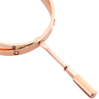 Cartier 18K Pink Gold 12 Diamond Double LOVE Bracelet 19 6 of 7