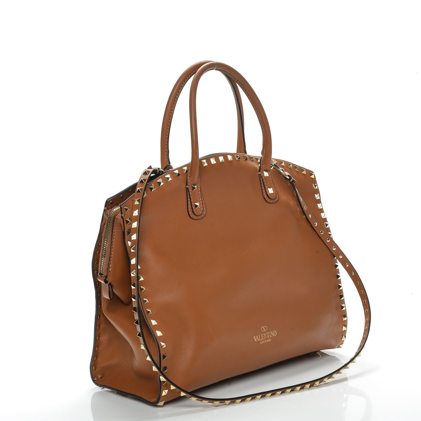 Vitello Rockstud Dome Shopper Light Cuir