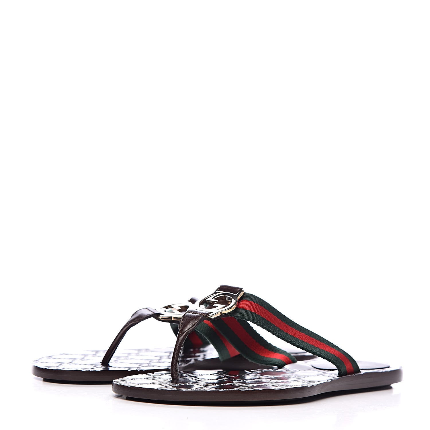 Gucci Nylon Guccissima Web Womens Thong Sandals 35.5 Green Red Black 3 of 10