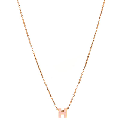Hermes Lacquered Rose Gold Mini Pop H Pendant Necklace Rose Dragee 3 of 6