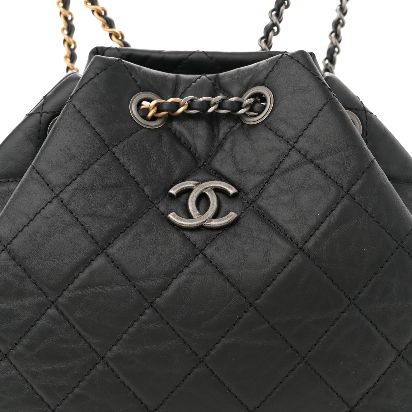 Aged Calfskin Quilted Small Gabrielle Backpack Black