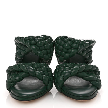 Bottega Veneta Nappa Twisted Padded Intrecciato Curve Slide Sandals 38 Vert Fonce 3 of 9