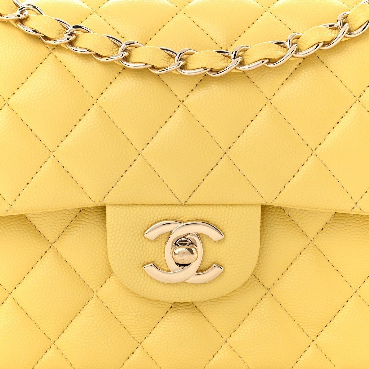 Caviar Quilted Small Double Flap Yellow