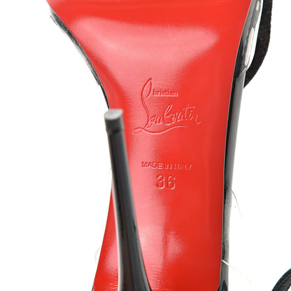 Christian Louboutin Metallic Calfskin Glitter Tonic PVC Fossiliza 100 Sandals 36 Black 8 of 9