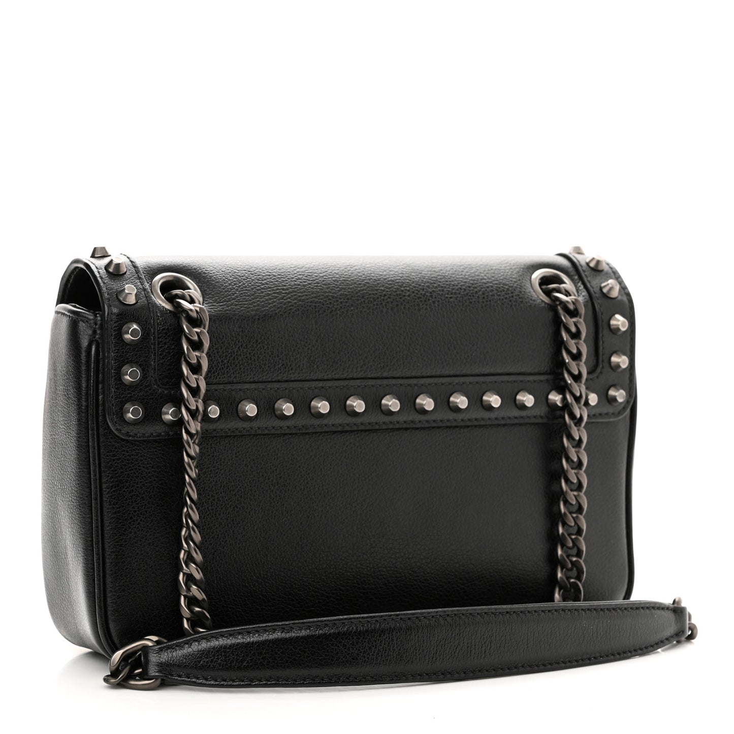 Glace Calfskin Studded Crossbody Black