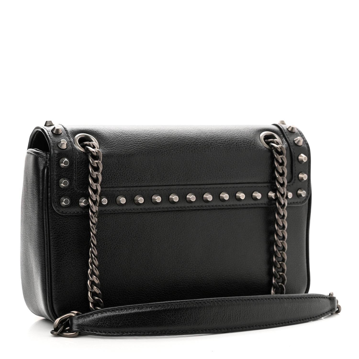 Prada Glace Calfskin Studded Crossbody Black 3 of 11