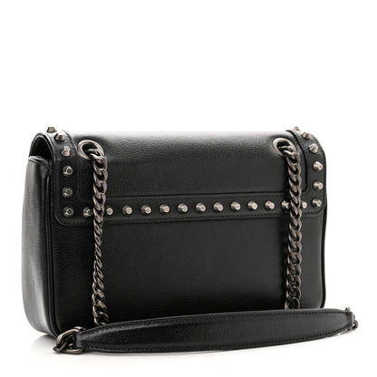Prada Glace Calfskin Studded Crossbody Black 3 of 11
