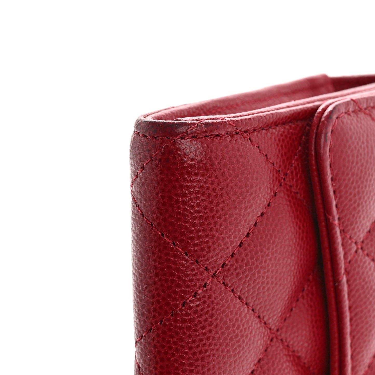 Caviar Quilted Large Gusset Flap Wallet Red