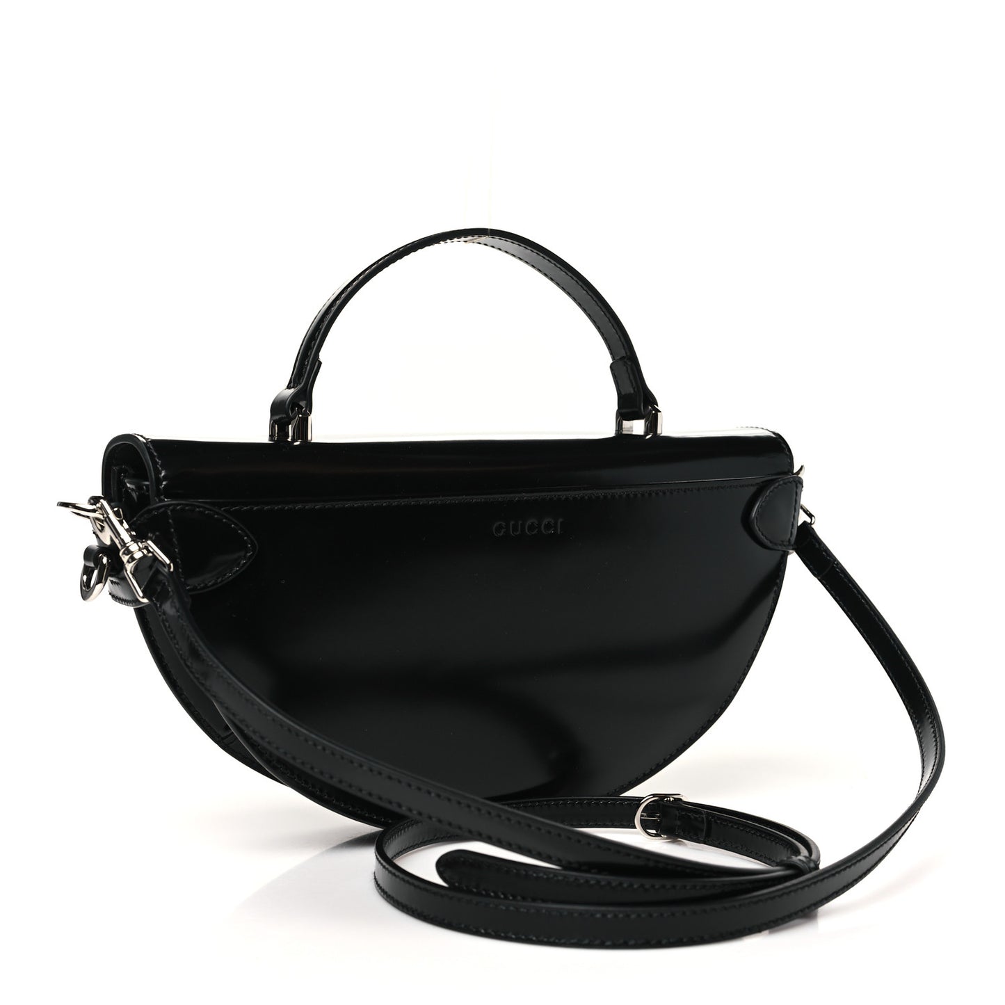 Calfskin Matelasse GG Marmont Half Moon Top Handle Bag Black