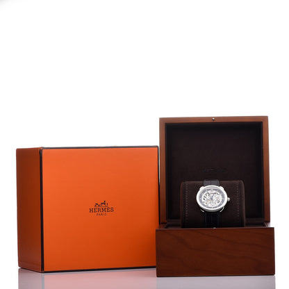 Hermes Stainless Steel Alligator 41mm Arceau Squelette Automatic Watch Marine 13 of 13