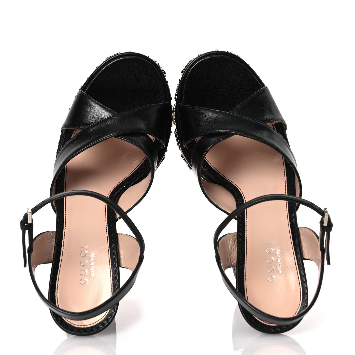 Malaga Kid Interlocking G Studs 155mm Platform Sandals 36 Perfect Black
