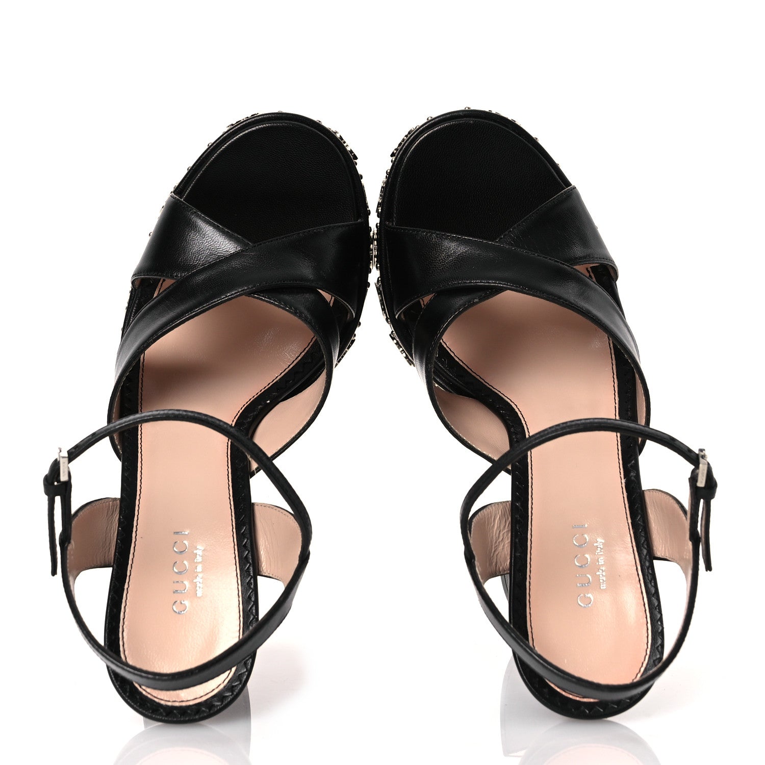 Gucci Malaga Kid Interlocking G Studs 155mm Platform Sandals 36 Perfect Black 2 of 12