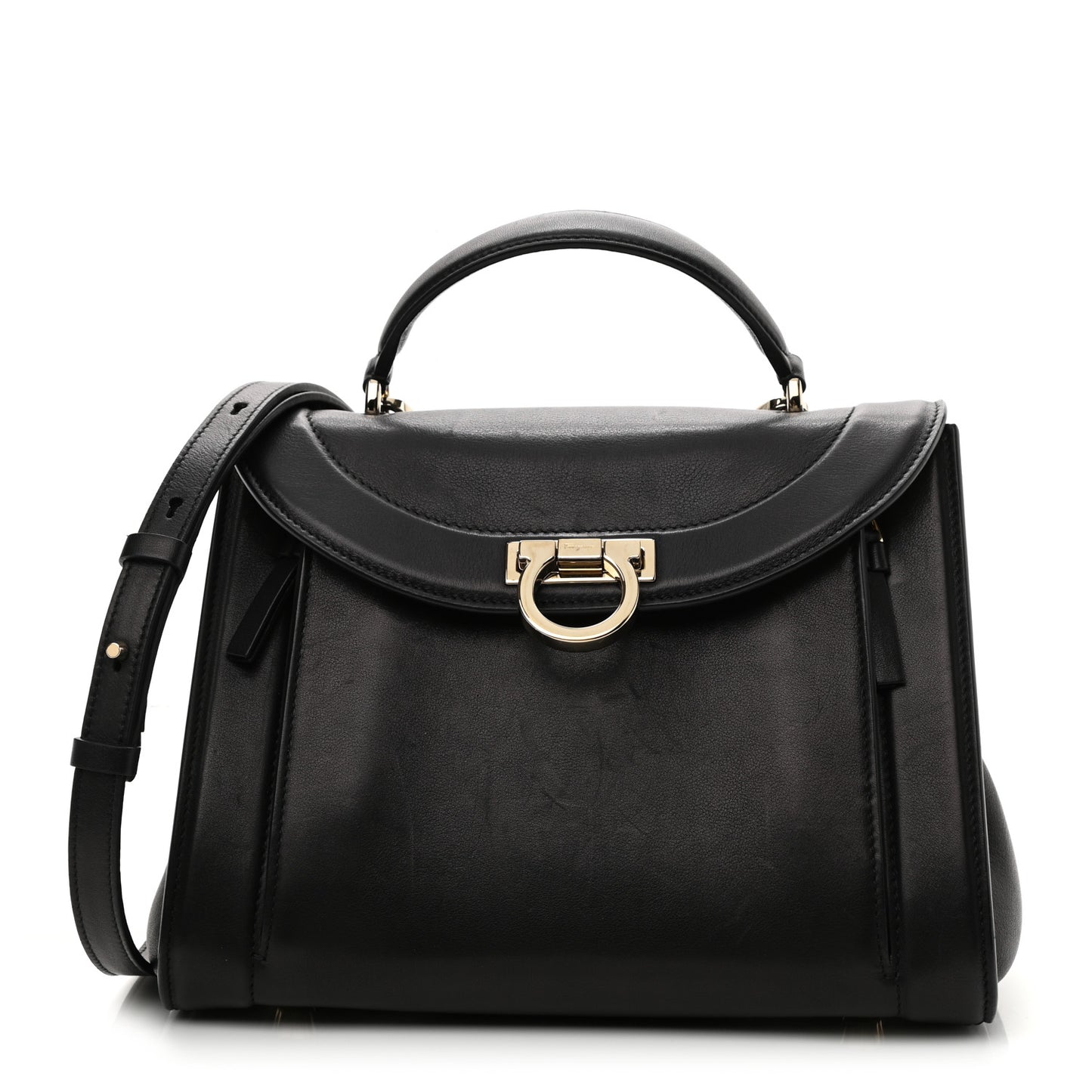 Calfskin Sofia Rainbow Top Handle Bag Black