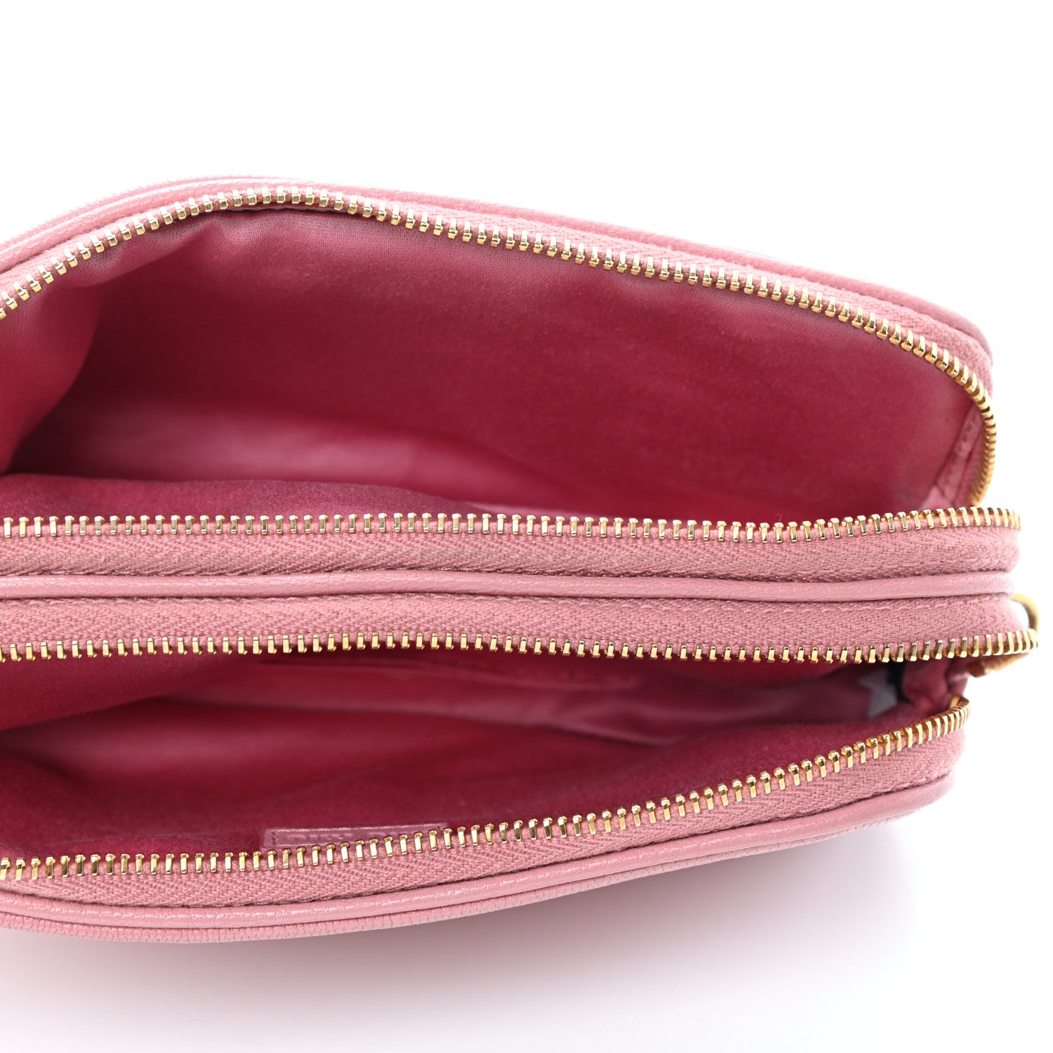 Miu Miu Goatskin Madras Double Zip Crossbody Bag Rosa 4 of 4