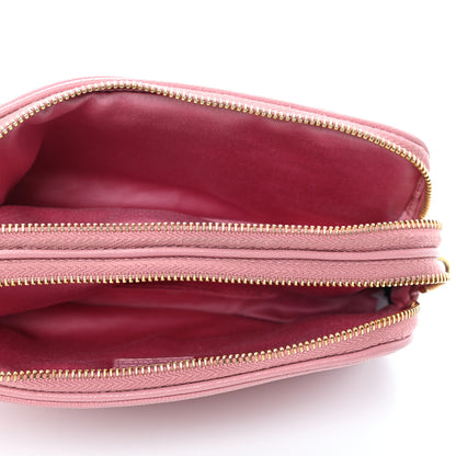Miu Miu Goatskin Madras Double Zip Crossbody Bag Rosa 4 of 4