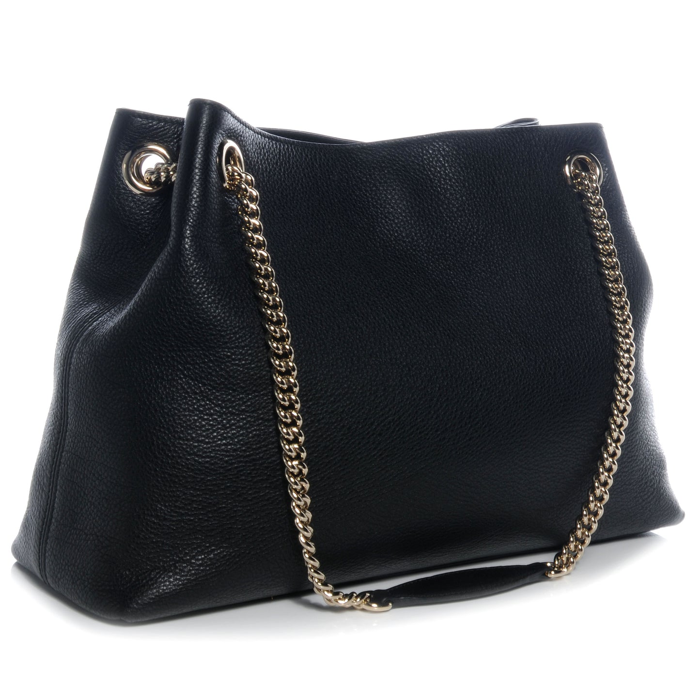 Pebbled Calfskin Medium Soho Chain Shoulder Bag Black