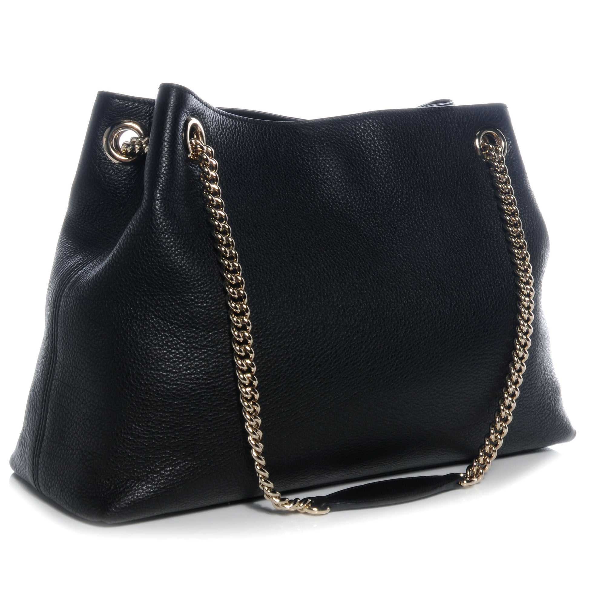 Gucci Pebbled Calfskin Medium Soho Chain Shoulder Bag Black 3 of 8