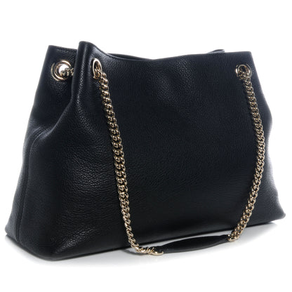 Gucci Pebbled Calfskin Medium Soho Chain Shoulder Bag Black 3 of 8