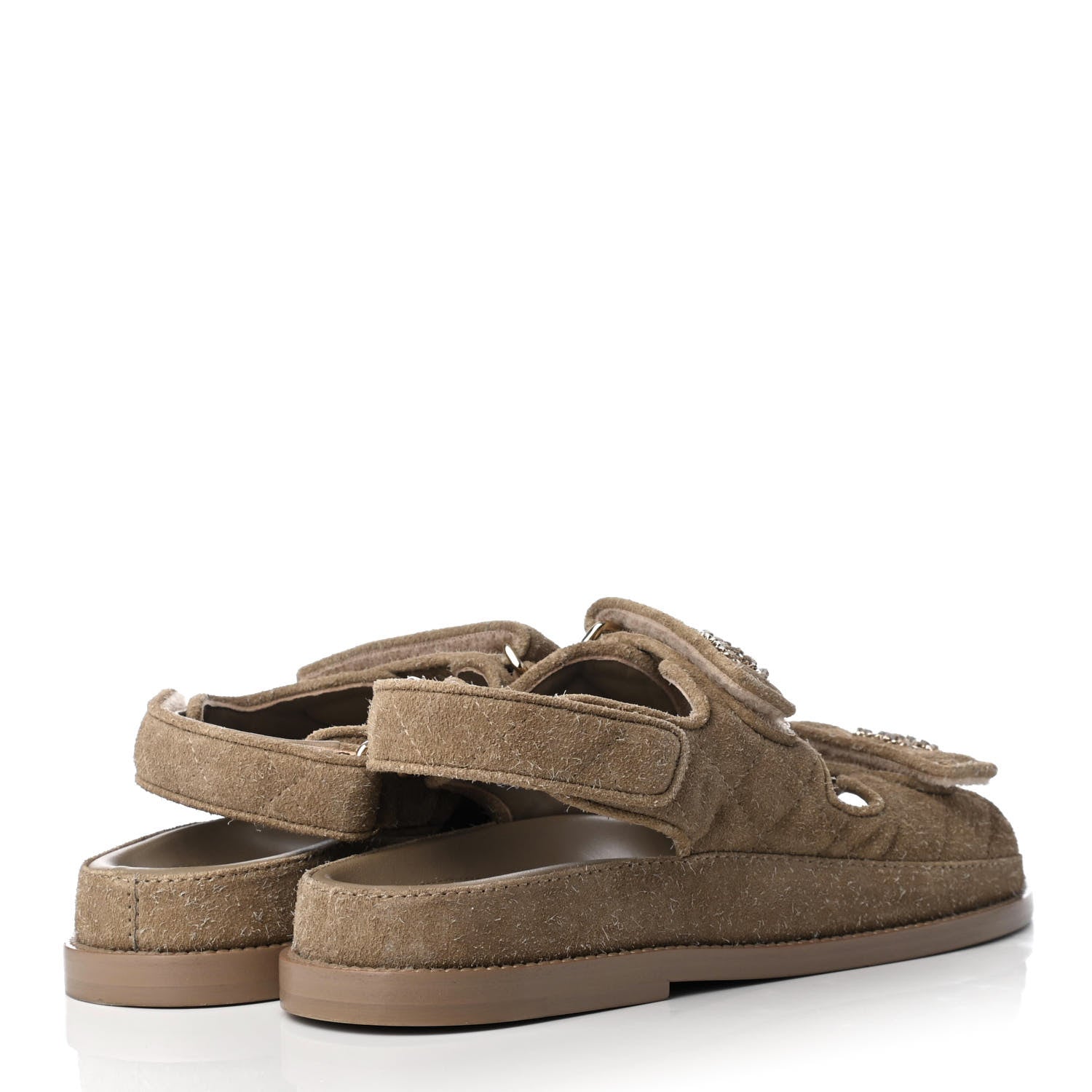 Chanel Suede Calfskin Velcro Dad Sandals 36 Beige 4 of 9
