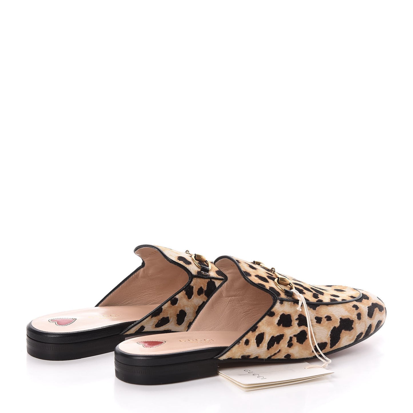 Calf Hair Leopard Print Womens Princetown Slippers 38.5 Naturale Black
