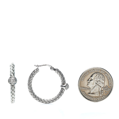 Roberto Coin 18K White Gold Diamond Primavera Hoop Earrings 2 of 3